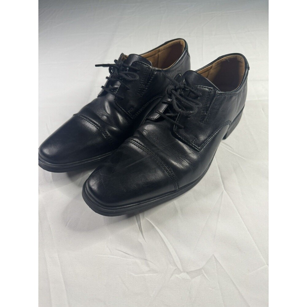 Clark’s Collection Black Dress Shoes Oxford Cap Toe Soft Cushion 9.5 Leather